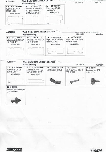 Crafter LWB Wall panel kit